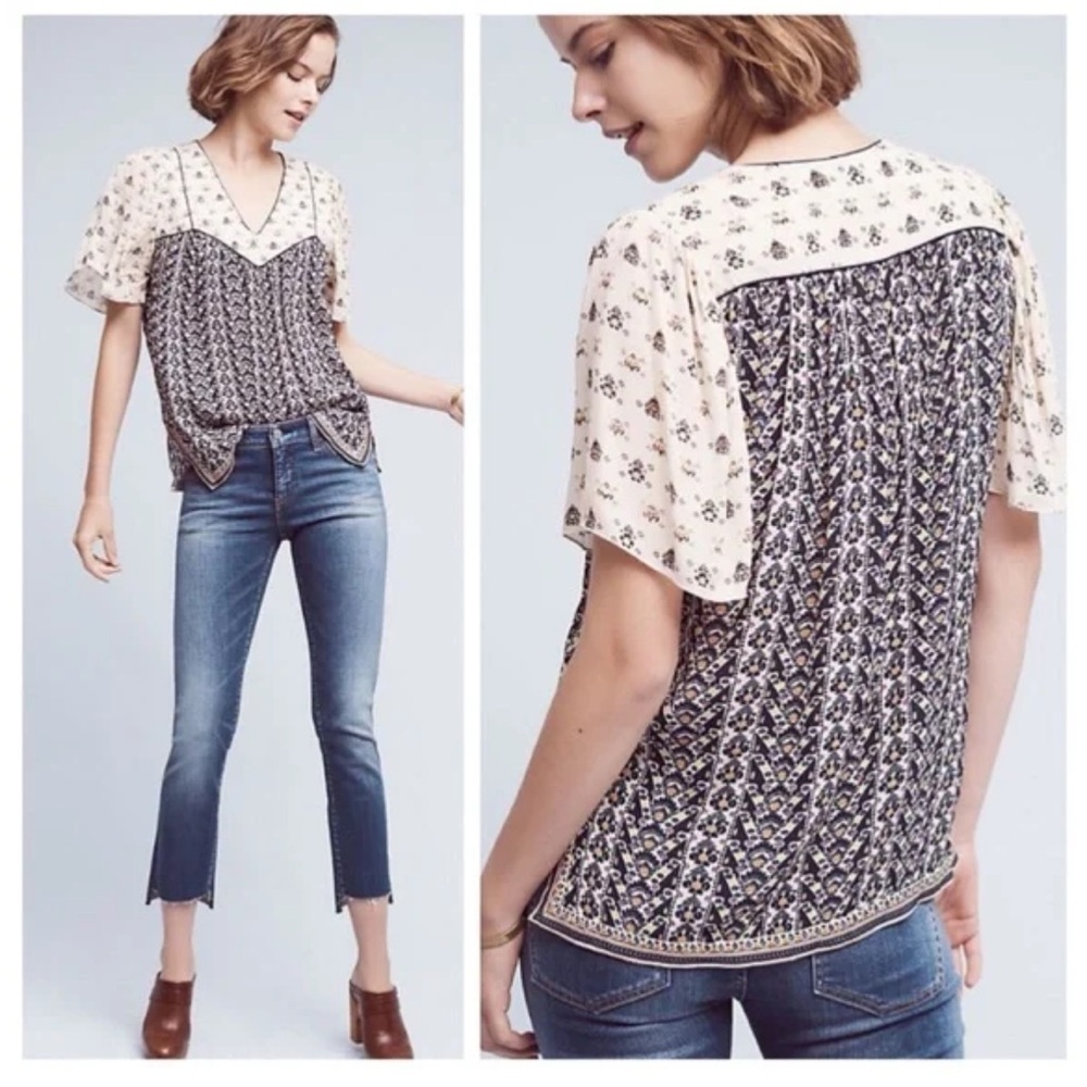 Anthropologie Pepin Printed Luca Blouse women’s size xs made in India bohemian - Picture 8 of 8